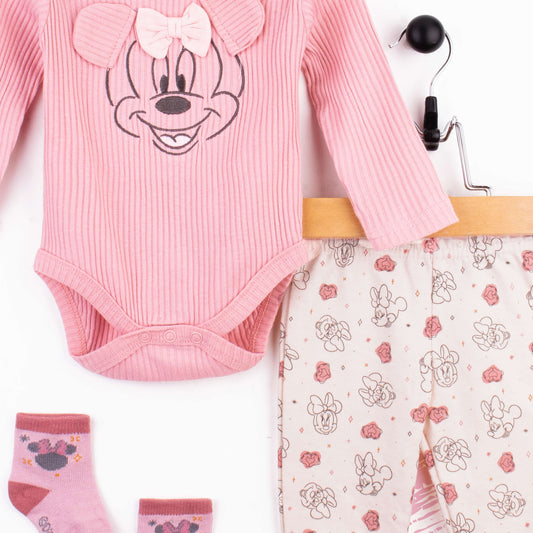 Baby Girl 3 Piece Set Pink 3D Minnie Mouse