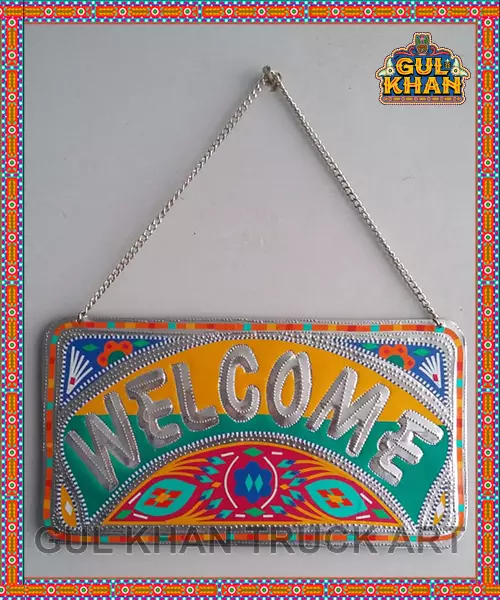 Green & Yellow Rectangle Truck Art Wall Hanging