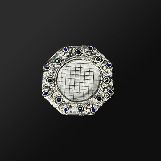 GLASS COASTER SILVER OCTAGONAL