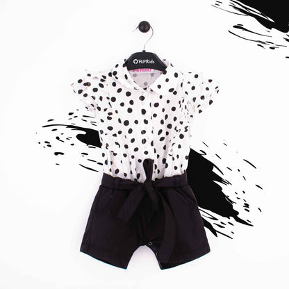 Baby Girl Black Polka dots Print Jumpsuit