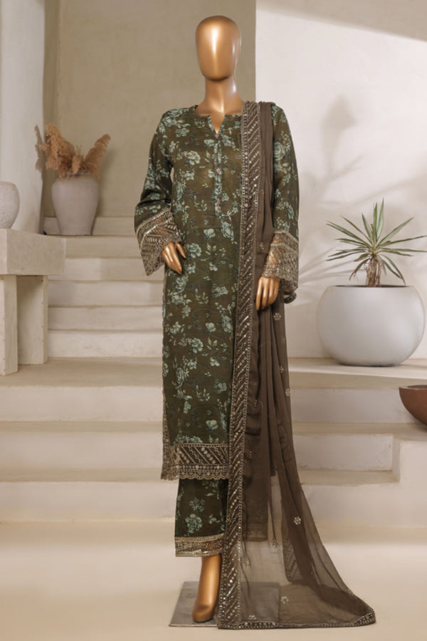 Malika By Sada Bahar Stitched 3 Piece Emb Festive Vol-05 Collection'2025-EMB-2128-Mehndi