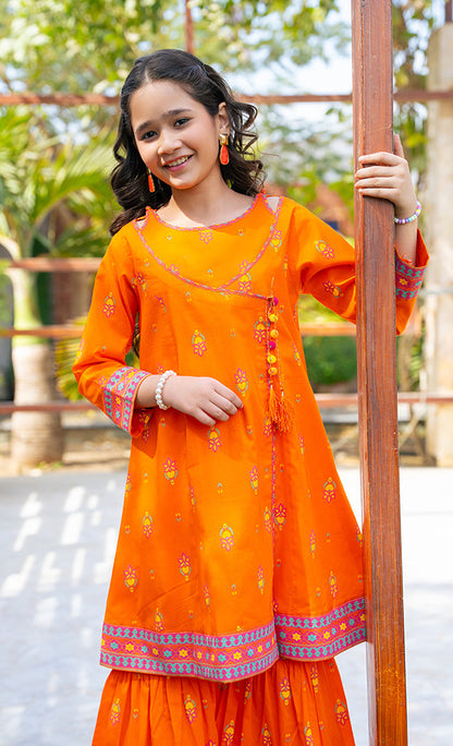 T-ALPRTW-062, Printed Angrakha With The Pair Of Motif Garara