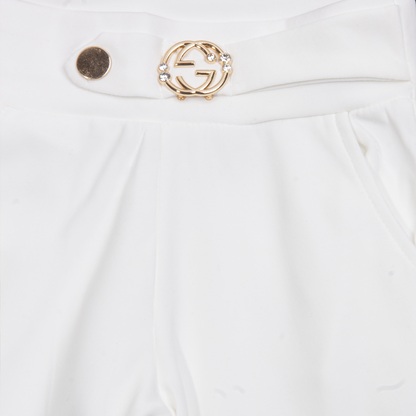 Girl White Fancy Clip Pant