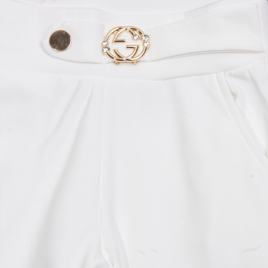Girl White Fancy Clip Pant
