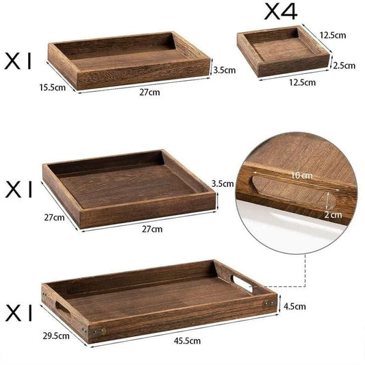 Rustic Wooden Serving Trays (Set of 4)