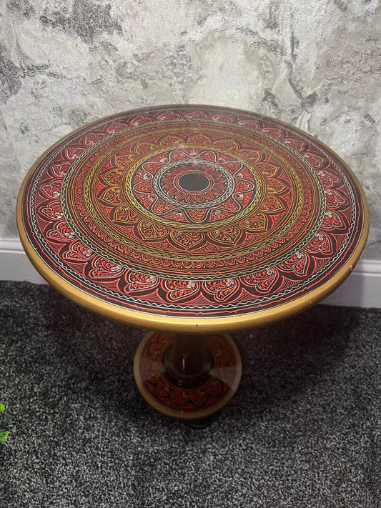 Hand Painted Truck Art Decorative Round Wooden Coffee Table