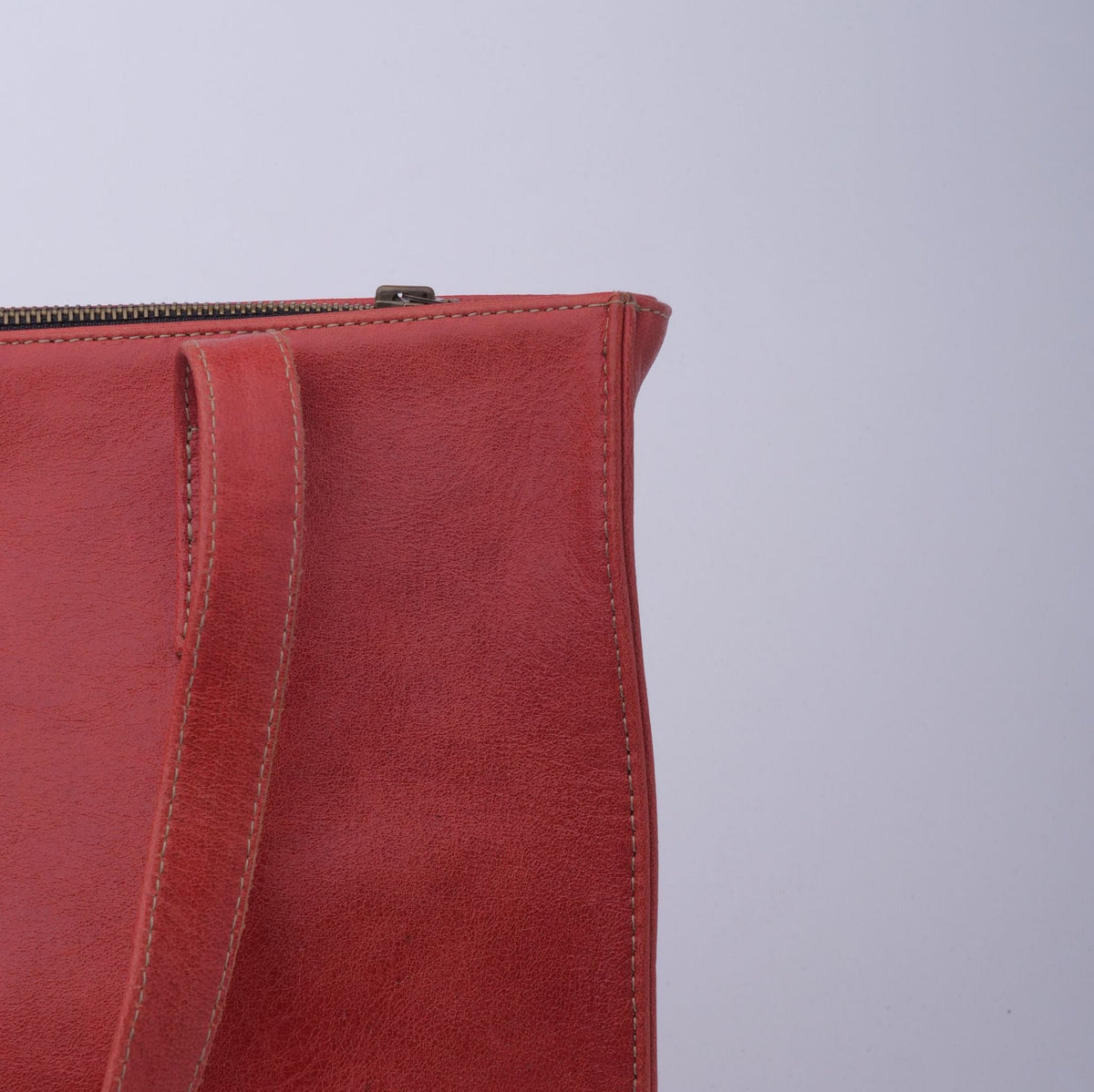 Everyday Women's Leather Zipper Tote Bag-Candy Red