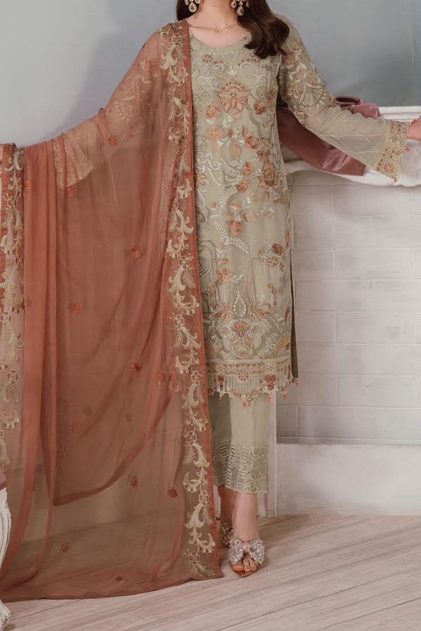 Ramsha Unstitched 3 Piece Chiffon Vol-25 Collection'2024-F-2505