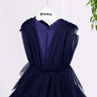 Girl Navy Blue Princess Long Fancy Frock