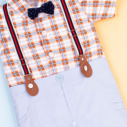 Baby Boy3 Piece Sky Checked Formal Romper