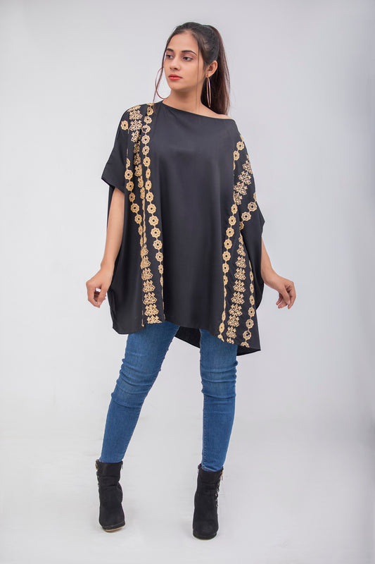 Create the most confartable night to day wear, the poncho is embroidered-ARJ-PNC-04