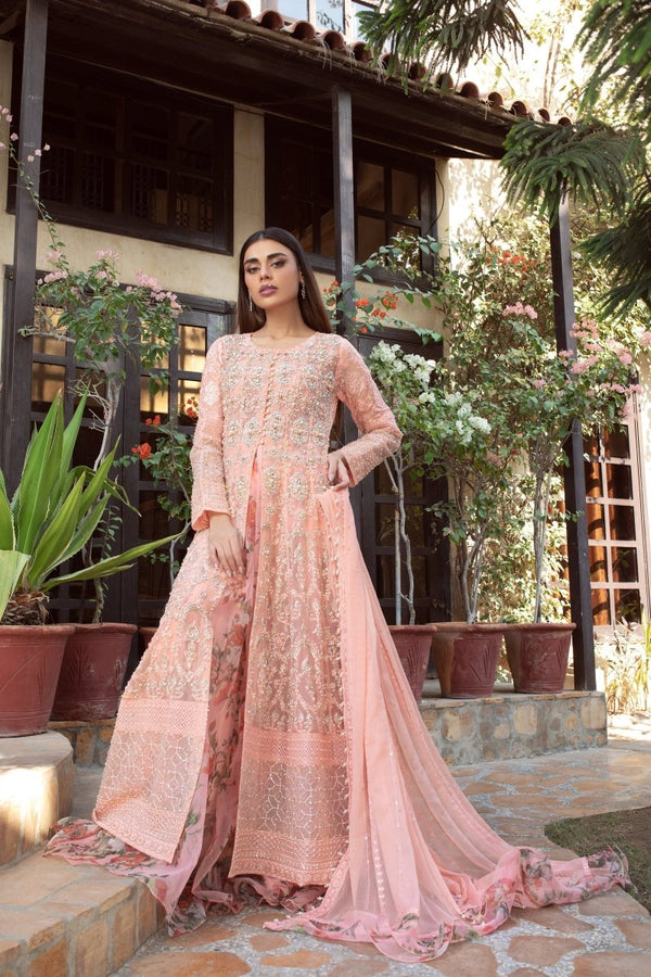 Manahils Stitched Formals K-175-Peachy Blossom