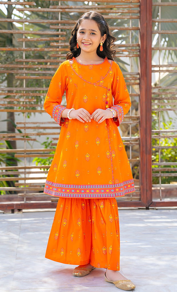 T-ALPRTW-062, Printed Angrakha With The Pair Of Motif Garara