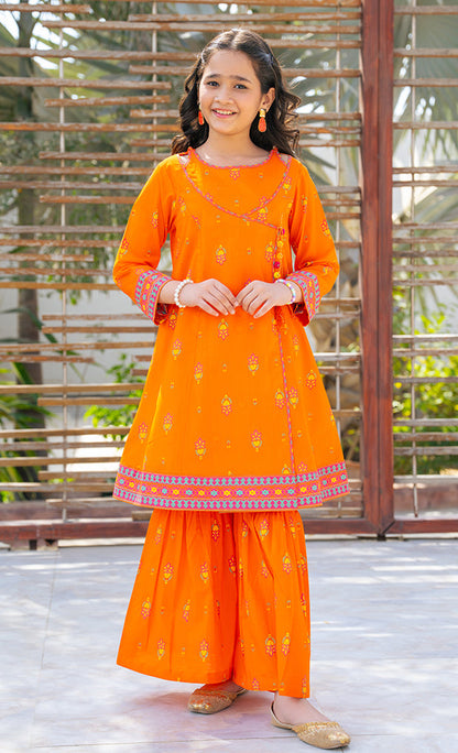 T-ALPRTW-062, Printed Angrakha With The Pair Of Motif Garara