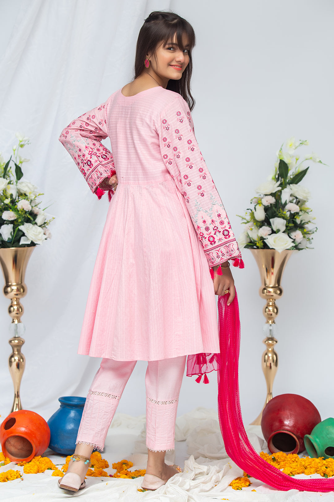 3PCS Jacquard Suit Shirt, Dupatta & Cotton Trouser SKU: EMB-027