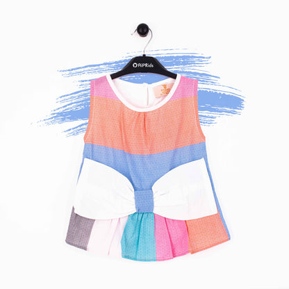Baby Girl Rainbow White Big Bow Top