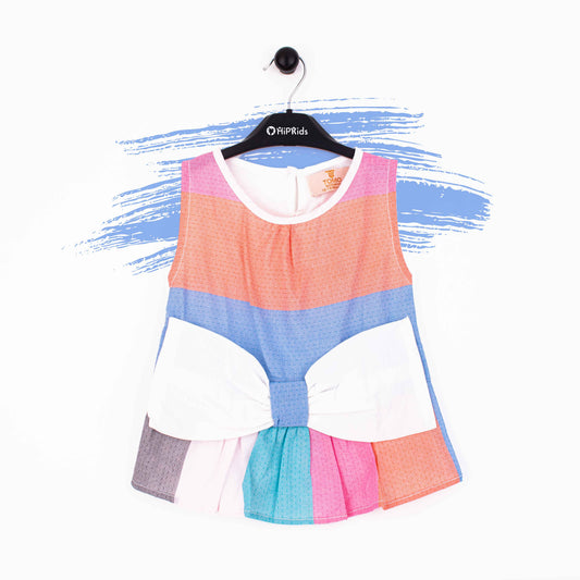 Baby Girl Rainbow White Big Bow Top