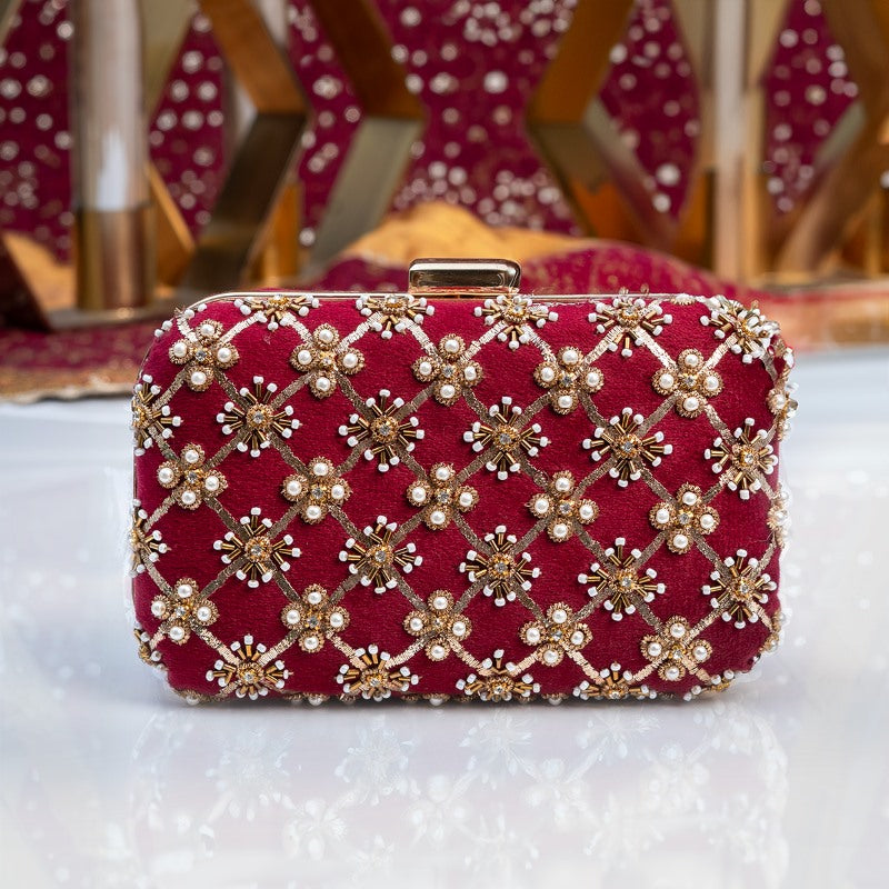 Koyal Maroon Clutch