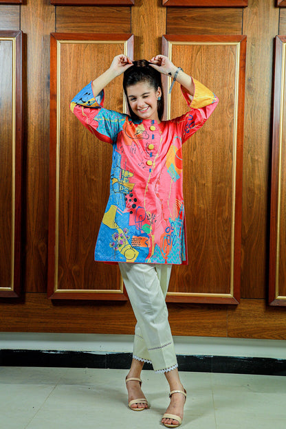 POP ART Digital Printed Lawn Shirt & Cotton Trouser SKU: PRKT-043