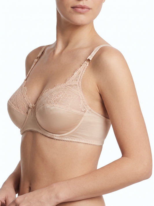 ROMANCE Forever, Half Lace Unpadded Polyester Jersey Bra, SKIN