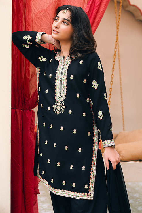 Black Embroidered 2 Piece Suit SKU : SFC-187