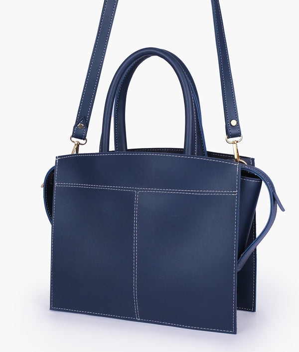 RTW Creation - Blue trapeze top-handle bag