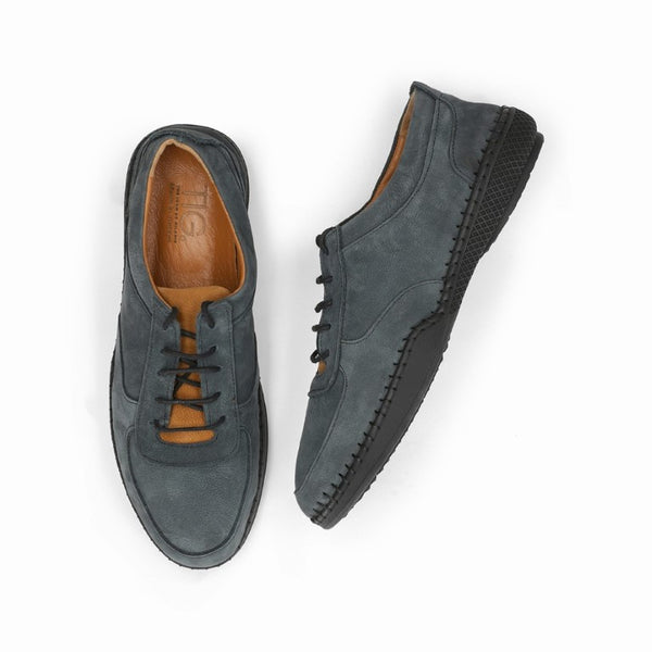 Turkiye-origin Dual-tone Sporty Suede Leather Shoes in Blue