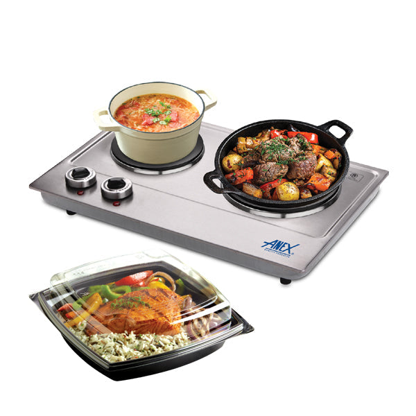 ANEX HOT PLATE SS DOUBLE 2500W AG-3062ON INSTALLMENT BY HOMECART WITH FREE SHIPPING AND FREE SURPRISE GIFT