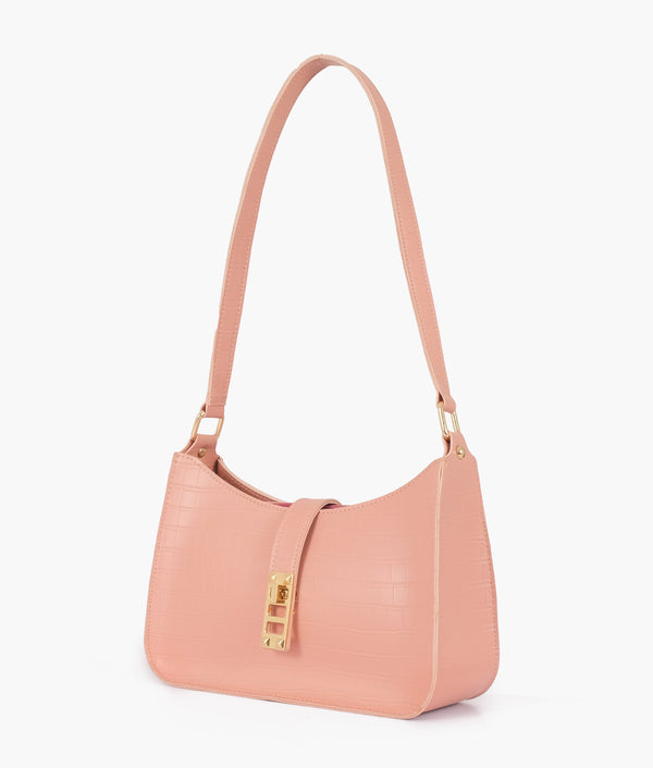 RTW Creation - Pink crocodile baguette bag