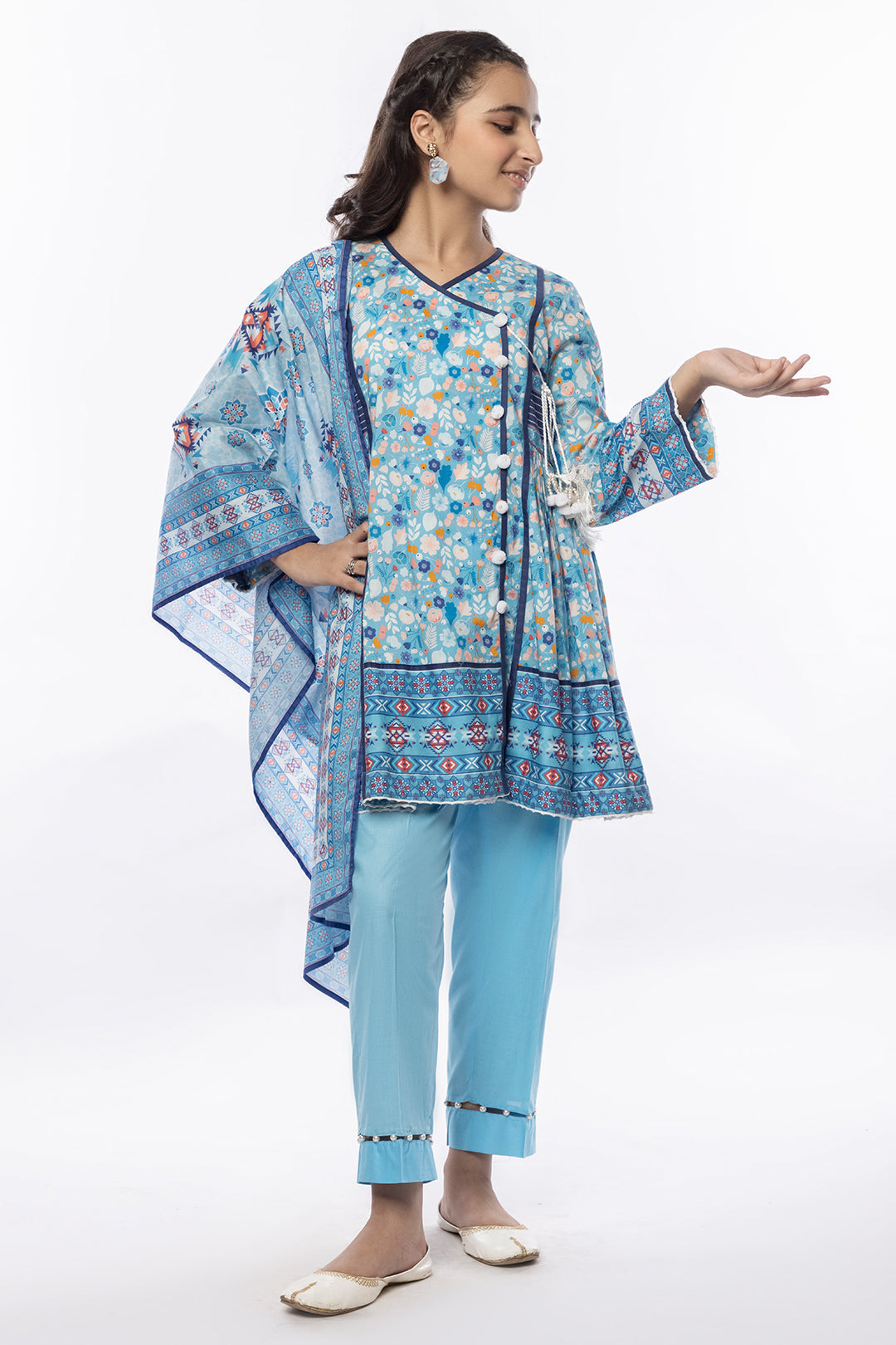 3PCS Digital Printed Lawn Shirt, Dupatta & Cotton Trouser SKU: SFRK-004