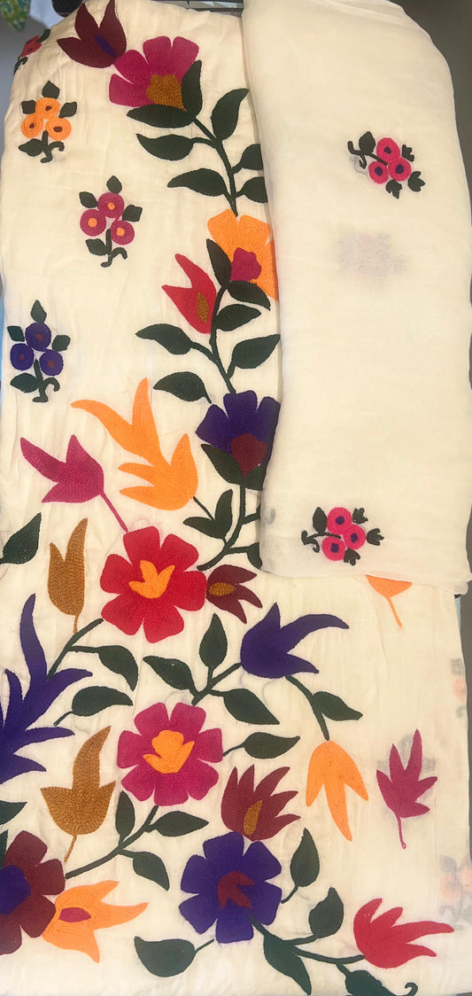 One of the oldest and most loved embroidery styles is Chikankari. Cross Stitch brings the delicate artistry of Chikankari blending it with modern flare.-Bright