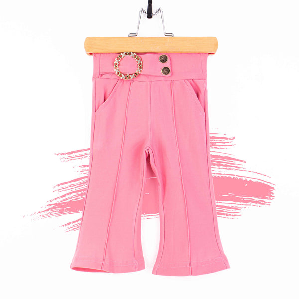 Baby Girl Double Button Rose Pink Fancy Clip Bell Bottom
