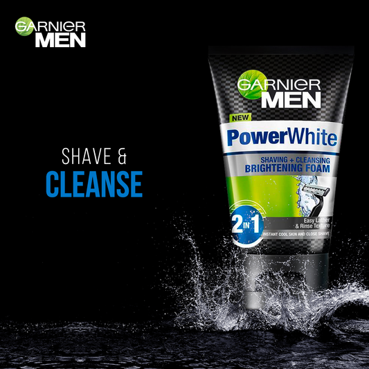 Garnier Men Power White Face Wash & Shaving Foam 50ml