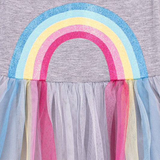 Girl Grey Rainbow Frock
