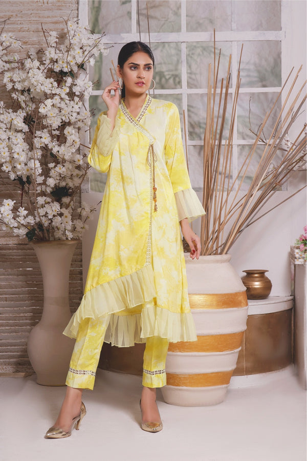 Feathers Unstitched 2 Piece Winter Collection-LIME STORM-FT-025