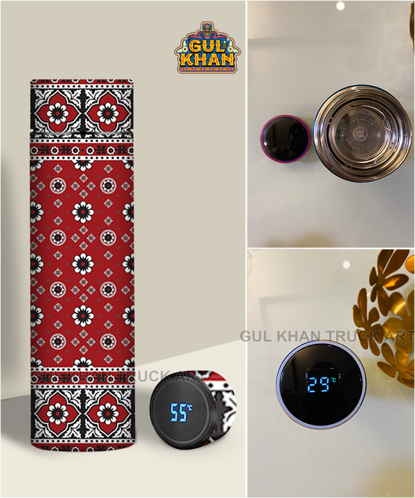 Printed Travel Bottle Ajrak White Design