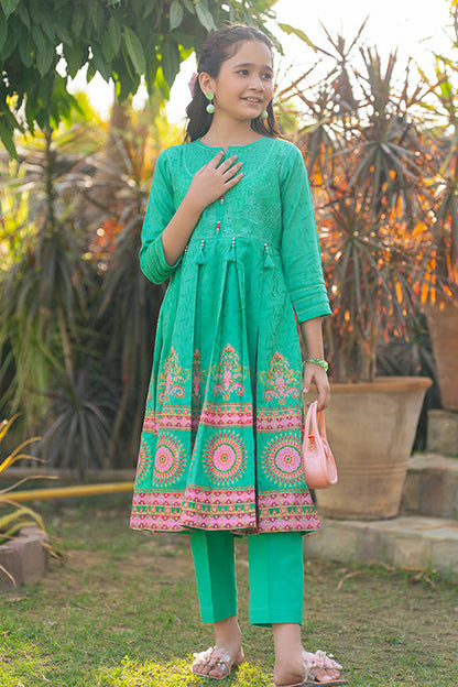 SFC-182-2  Embroidered Shirt And Table Print Pannles With The Pair Of Stright Trouser