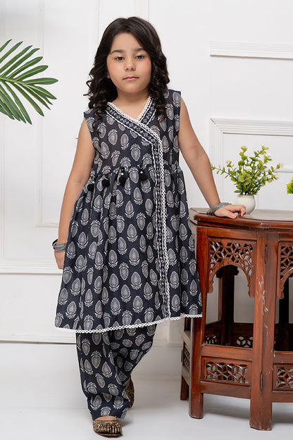 Cord-023B, Anrakha Frock With Trouser, 2piece printed