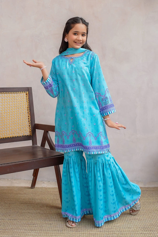 Ochre Clothing Girls Full Suits Swiss Lawn Digital Printed 3 Pc Suit