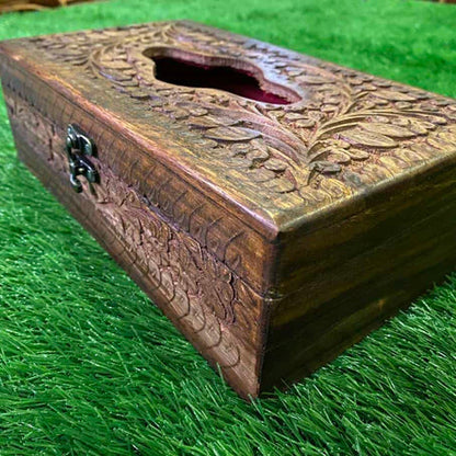 Elevate Your Home Decor with Our Exquisite Wooden Handcrafted Tissue Box