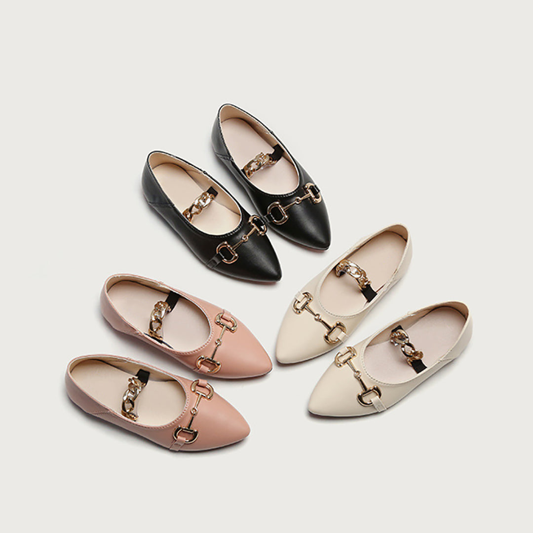 Girls Peach Golden Clip Pumps