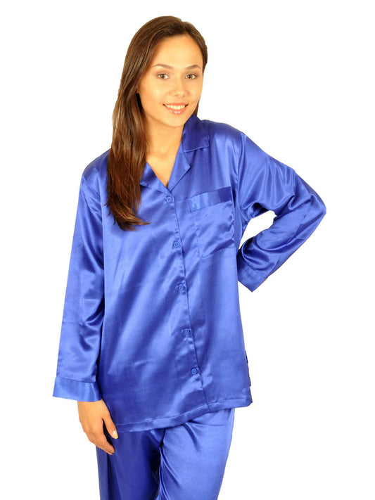 Womens Pajama Set Pajamas Pyjamas PJs Satin Classic Style-VL-PJ08-RBL