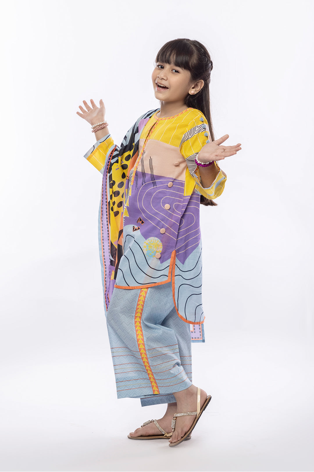 3Pcs Printed Lawn Suit YELLOW SKU : 3PCS-028