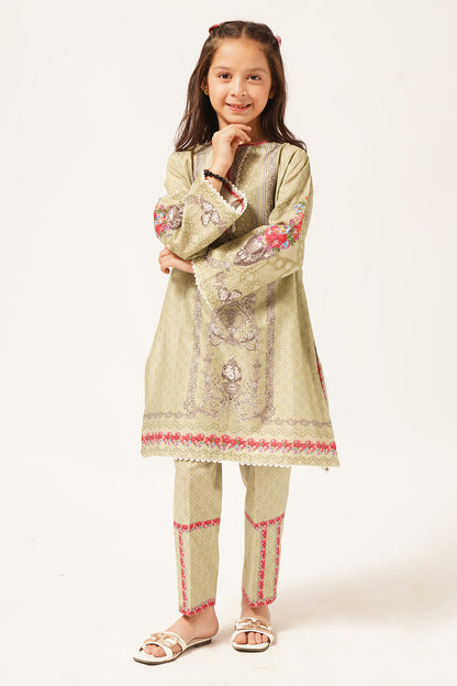 2pcs Suit in Olive Green and Coral Pink SKU: WRTW-091