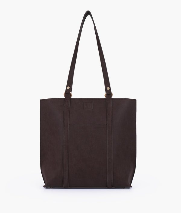 RTW Creation - Dark brown mocha suede double-handle tote