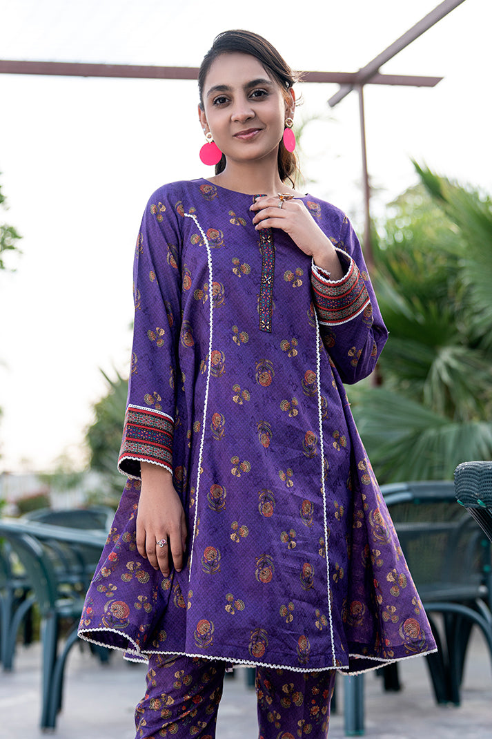 T-ALPRTW-030, All over printed dress with the pear of frock and trouser