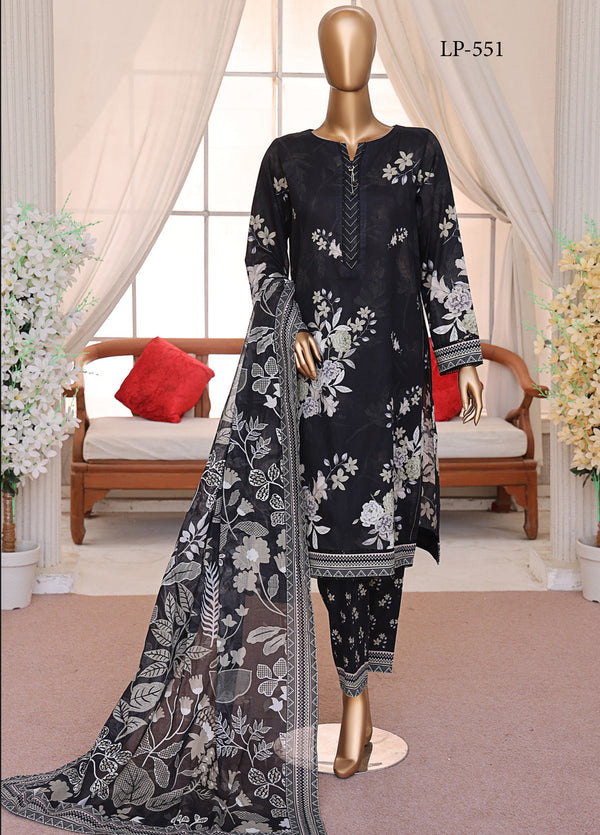 Luxe Prints By HZ Textile Printed Lawn 3 Piece Unstitched Suit HZ25LP LP-551