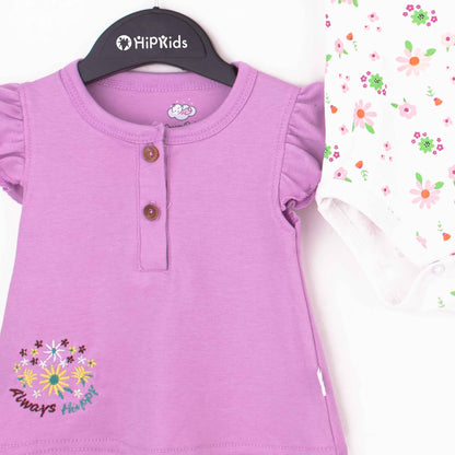 Baby Girl 3 Piece Set Purple Always Happy