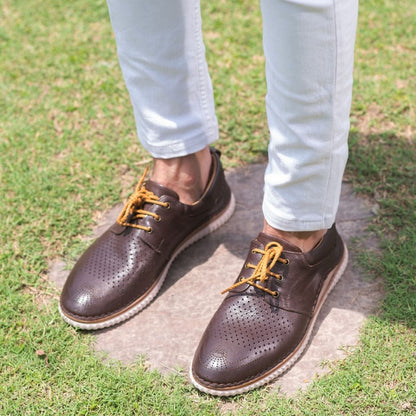 Turkish-made Real Leather Brogues in Dark Brown