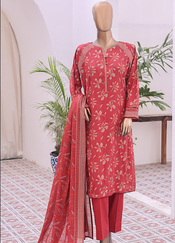 HZ Textile Premium Daily Wear Printed 3 Piece Unstitched Suit HZ25PDW D-102A